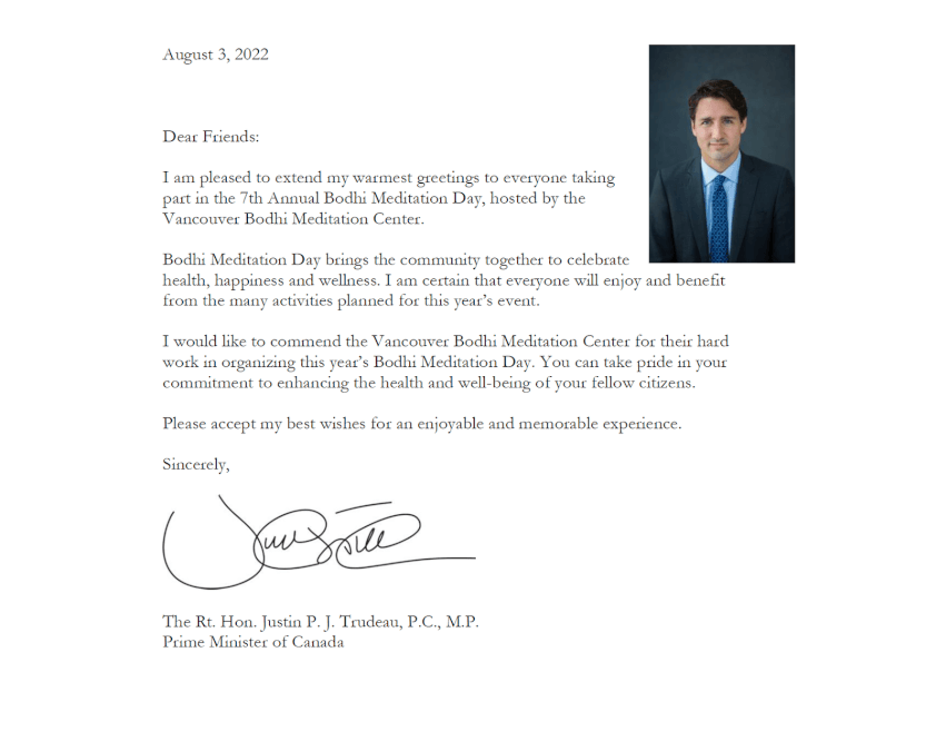 庆祝菩提31周年—加拿大政要贺信